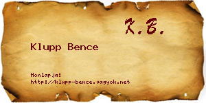 Klupp Bence névjegykártya