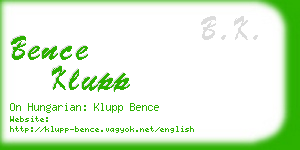 bence klupp business card